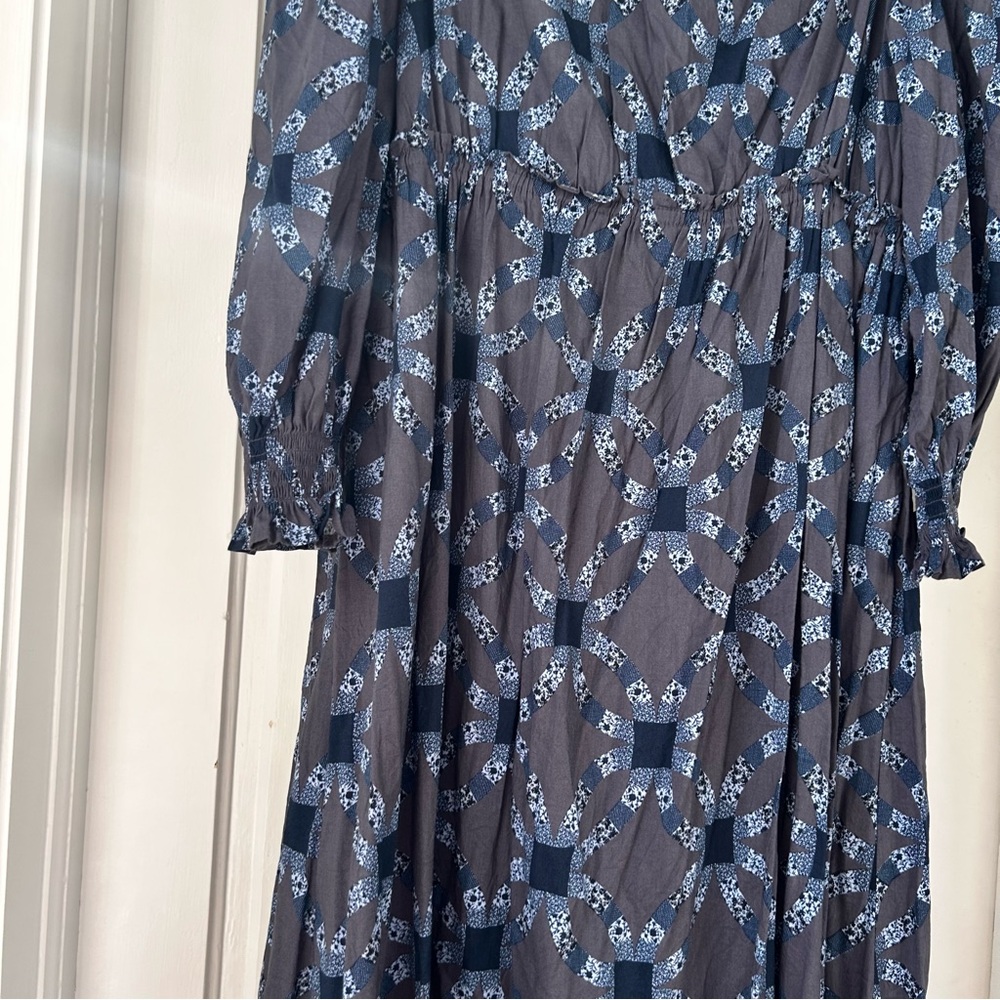 Universal Thread Women's Quilt Print Prairie High Collar Maxi Dress - Picture 6 of 7
